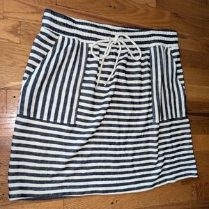 LOFT Cream & Navy Striped Knit Skirt
